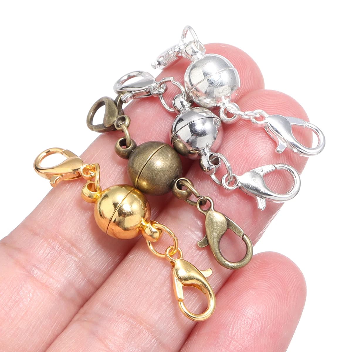 5 pz/lotto Rotondi Forti Chiusure Magnetiche Misura Braccialetti Collana Rhodium End Chiusura Connettori per Produzione di Gioielli Bracciale In Pelle