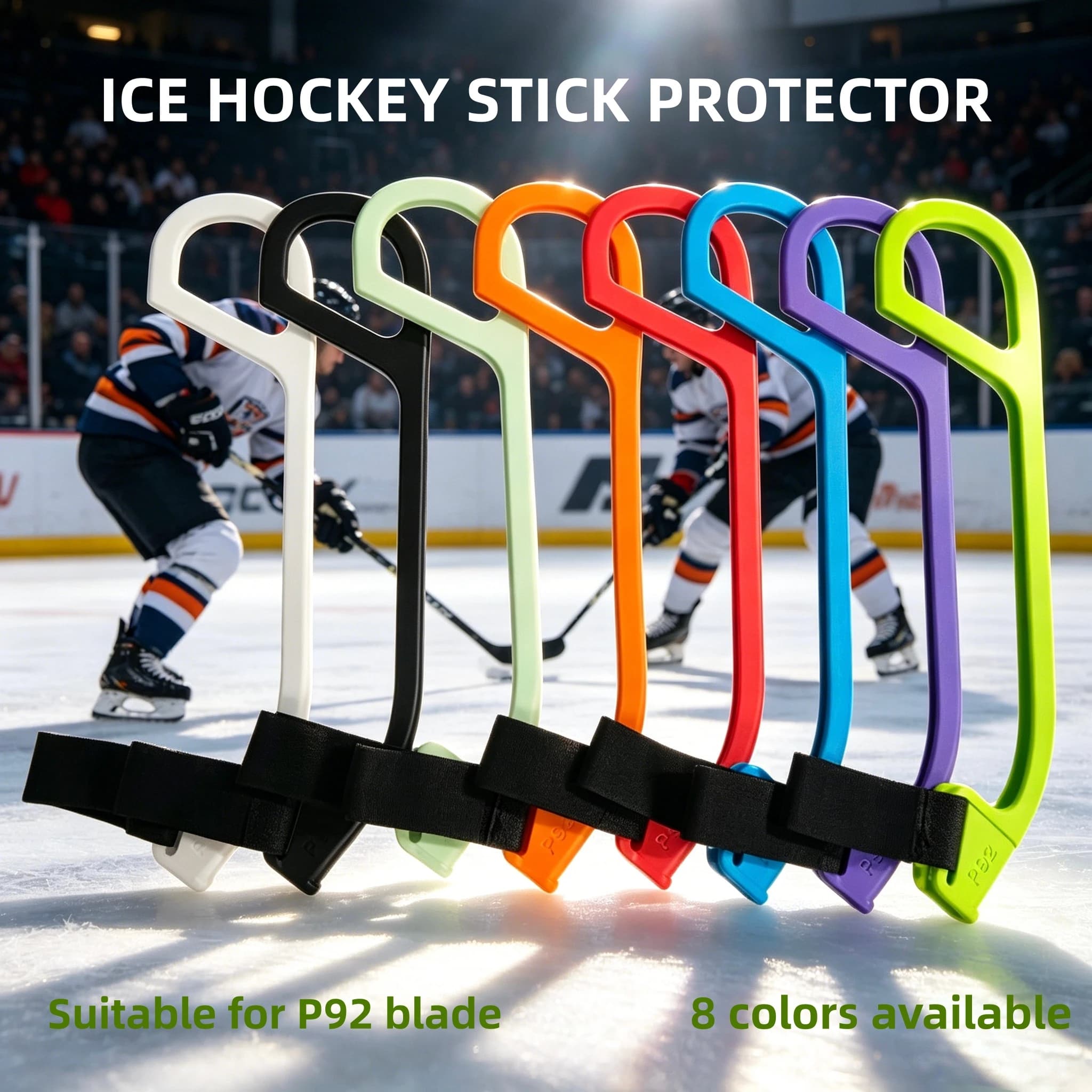 P28/P92 Carbon Fiber Ice Hockey Stick Blade Protector, Black PE Material Wear-Resistant Cover with Velcro, 1PC Hockey Accessory