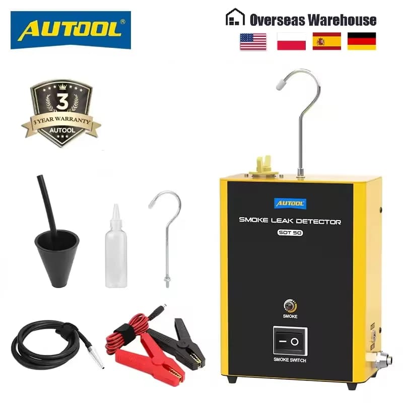 Auto AUTOOL SDT50 smoke leak detector, EVAP gas leak detector for motor vehicles, oil pipe diagnostic tool and generators