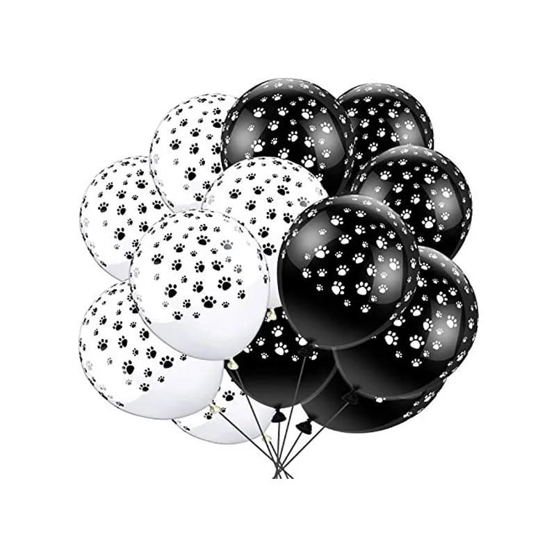 Palloncini in lattice con zampe 10/20/30 pezzi Stampa zampa di cane bianco nero per baby shower Tema zampa Forniture per decorazioni per feste per bambini