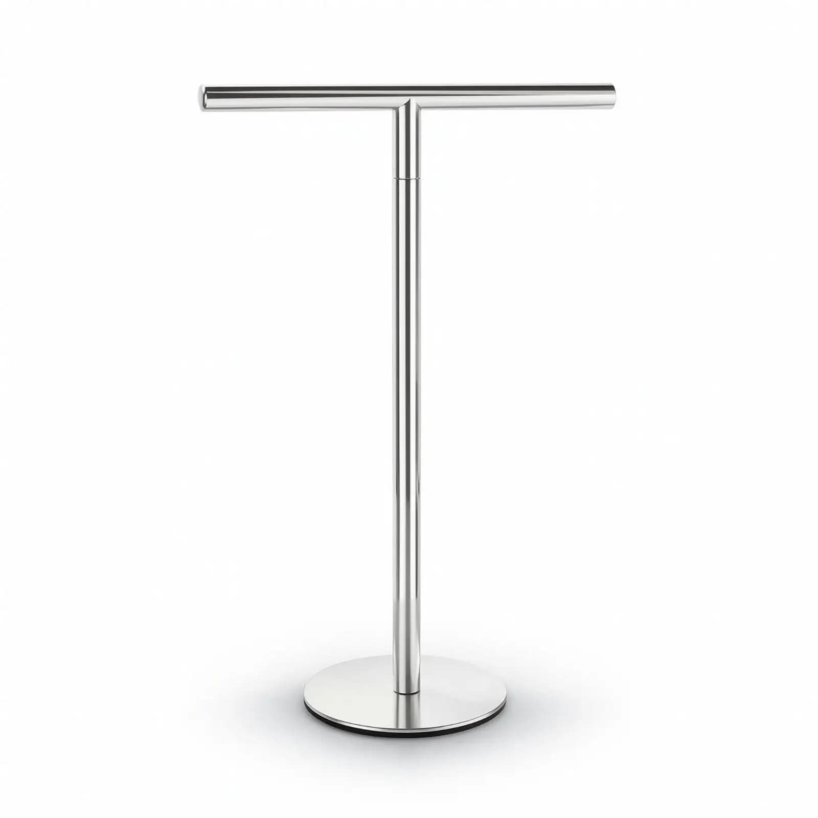 Horizontal Bar Stand Display Stand Freestanding Tabletop Rack with Round Base Stainless Steel Tee-Shaped Stand for Washroom