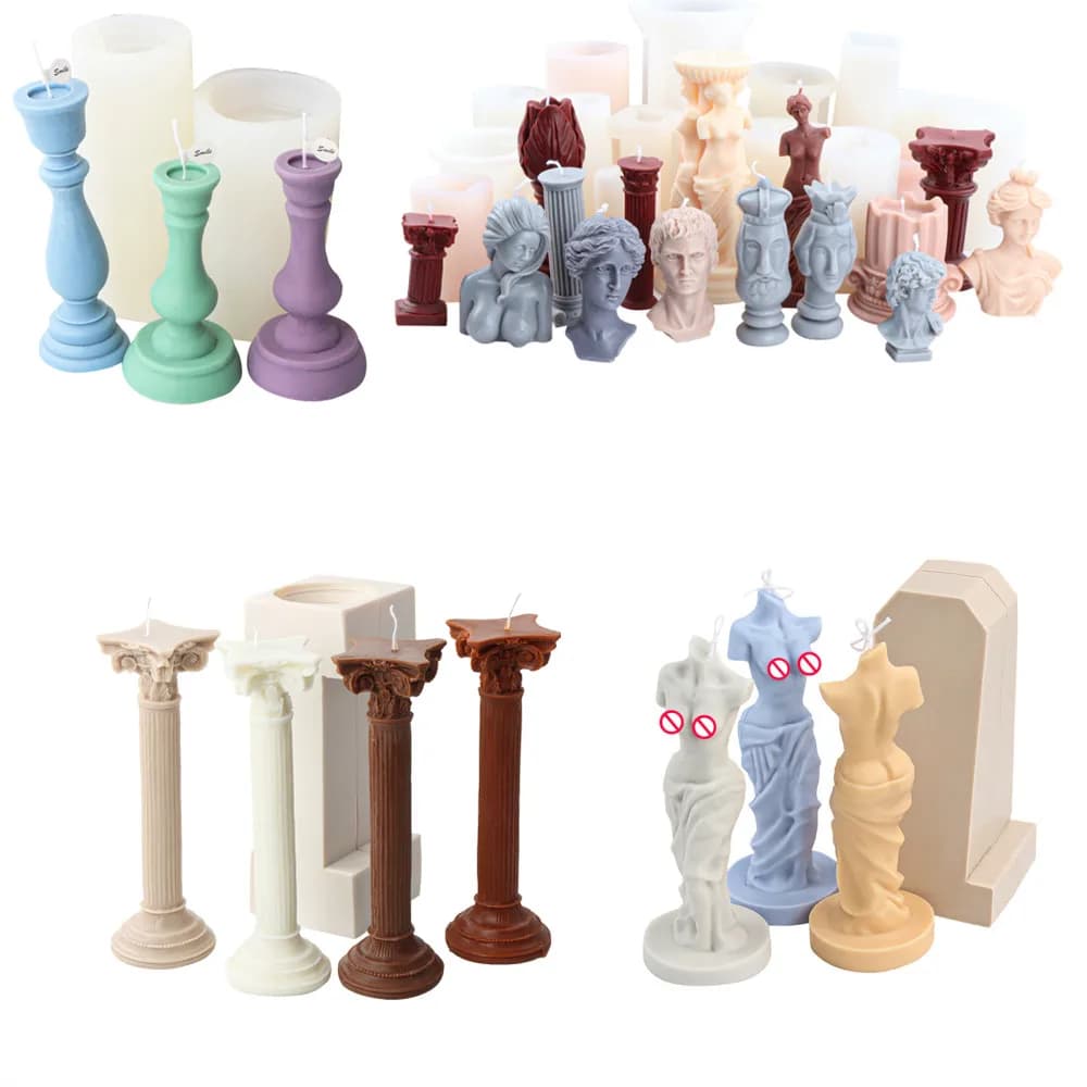 Statuette candle mold for body art of the goddess of Veno, Roman column, silicone mold, DIY shape for resin portrait, soap decoration for aromatherapy
