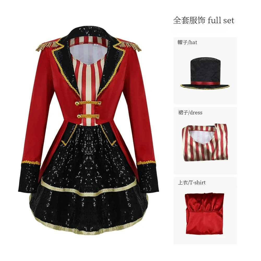 Circus Animal Tamer Suit Performance Dress Cosplay Halloween Carnival Party Theme Costume Carnival Performance Costume