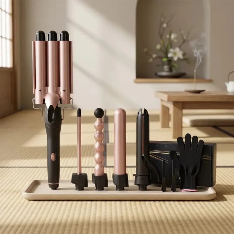 Luxury 5 In 1 Ceramic Hair Curling Wand Portable Replaceable Barrel Design Professional Household Hair Styling Curling Iron