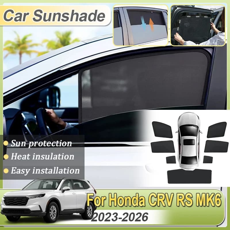 Sunshade Mesh For Honda CR-V CRV RS MK6 2023 2024 2025 2026 Magnetic Auto Window Frame Curtain Net Anti-Mosquito UV Protector