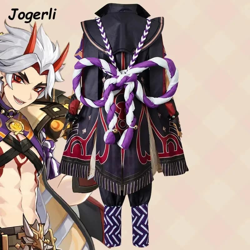 Jogerli Game Genshin Impact Arataki Itto Costumes Cosplay Cos Hanamizaka Heroics Role Game Party Show Suit Wigk;3,c'5.b;8'