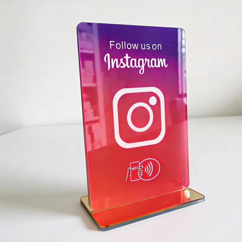 Espositore Acrilico NFC per Smart Card, Recensioni Instagram e Google, WhatsApp, Programmabile, Controllo Accessi RFID Contactless