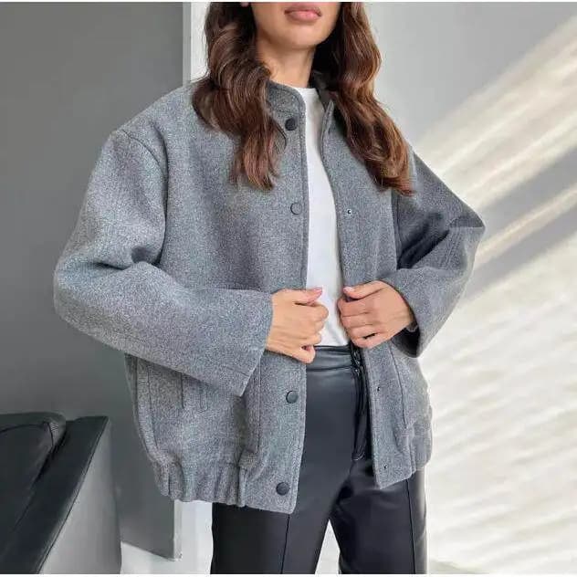 Giacca in Lana Casual e Comoda, Nuovo Stile con Tasche e Bottoni, Versatile e alla Moda, Cappotto Invernale da Donna Imbottito, Stile Britannico