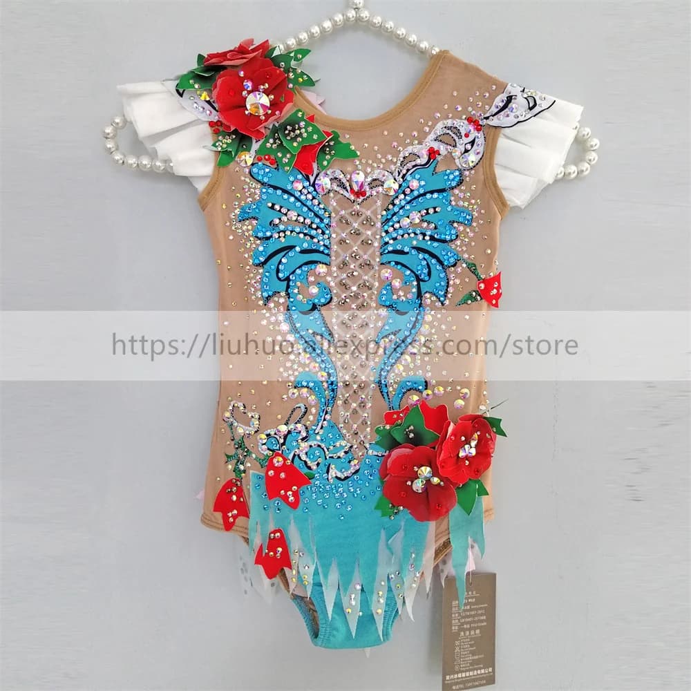 LIUHUO Personalizzato Donna Ragazza Costume Prestazioni Ginnastica Ritmica Bambini Concorso Pattinaggio Su Ghiaccio Vestito Capretto Senza Maniche Adolescenti