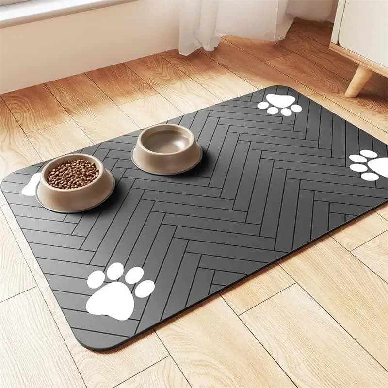 【M】Diatomaceous Mud Absorbent Pet Placemat For Food Water Bowl With Waterproof Quick-Dry Rubber Backing Non-Slip Pet Mat