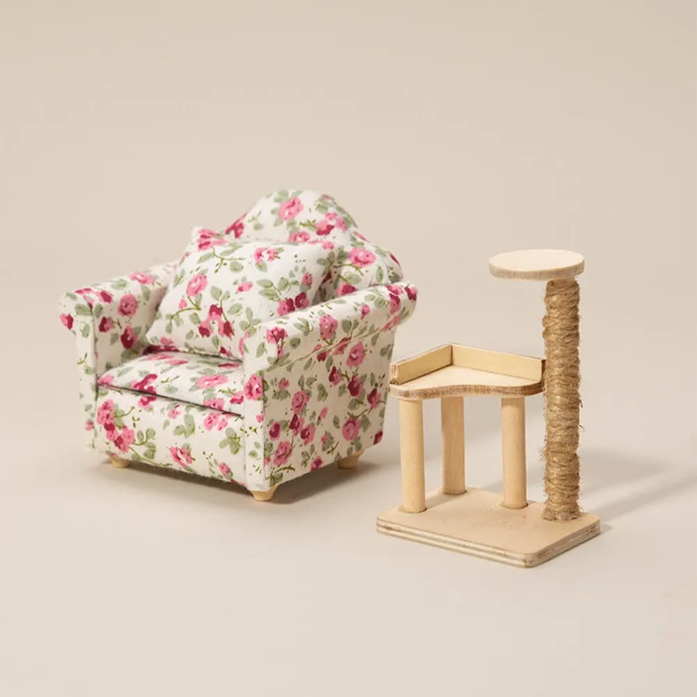 Mini Albero per Gatti in Legno, Artigianato Realistico, Decorazione per Mini Casa, Piccola Torre per Arrampicata dei Gatti, Ornamento in Miniatura