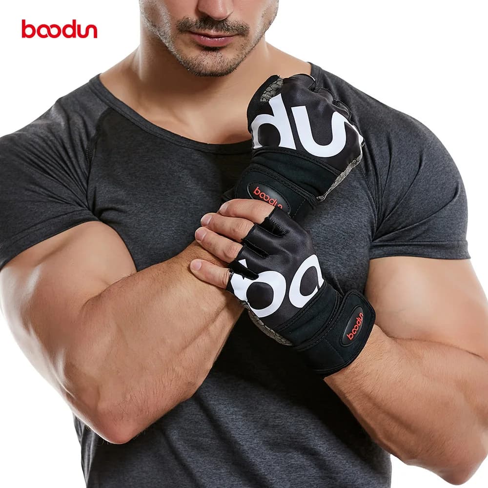 Wrist Support Workout Gloves: Extra-Long, Compression Weightlifting and Outdoor Sports Gloves (Half-Finger)