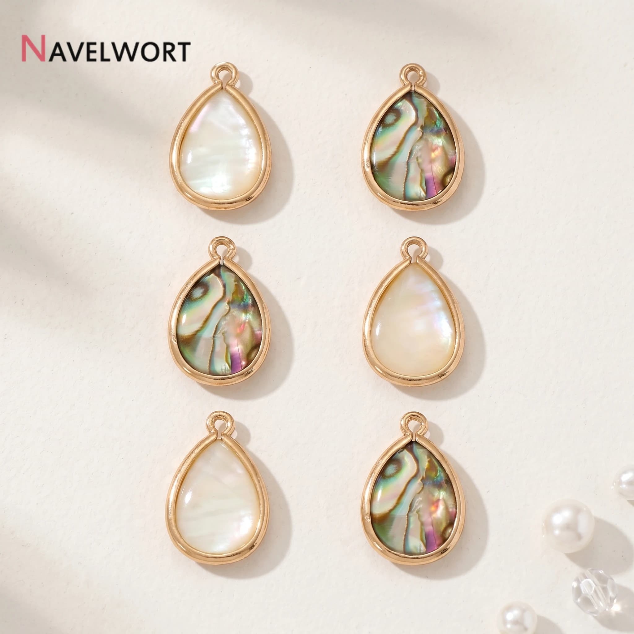 18K Gold Plated Natural Shell Teardrop Shape Charms Pendant,Charms For Jewelry,For Bracelet Necklace Making Accessories