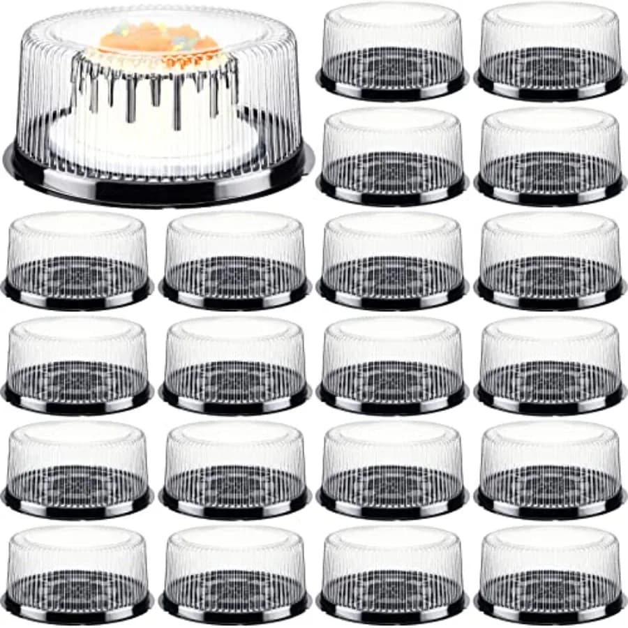 Confezione da 20 Contenitori Trasparenti per Torte da 10 Pollici con Coperchi a Cupola, Supporti Rotondi in PET per Torte per Feste di Compleanno