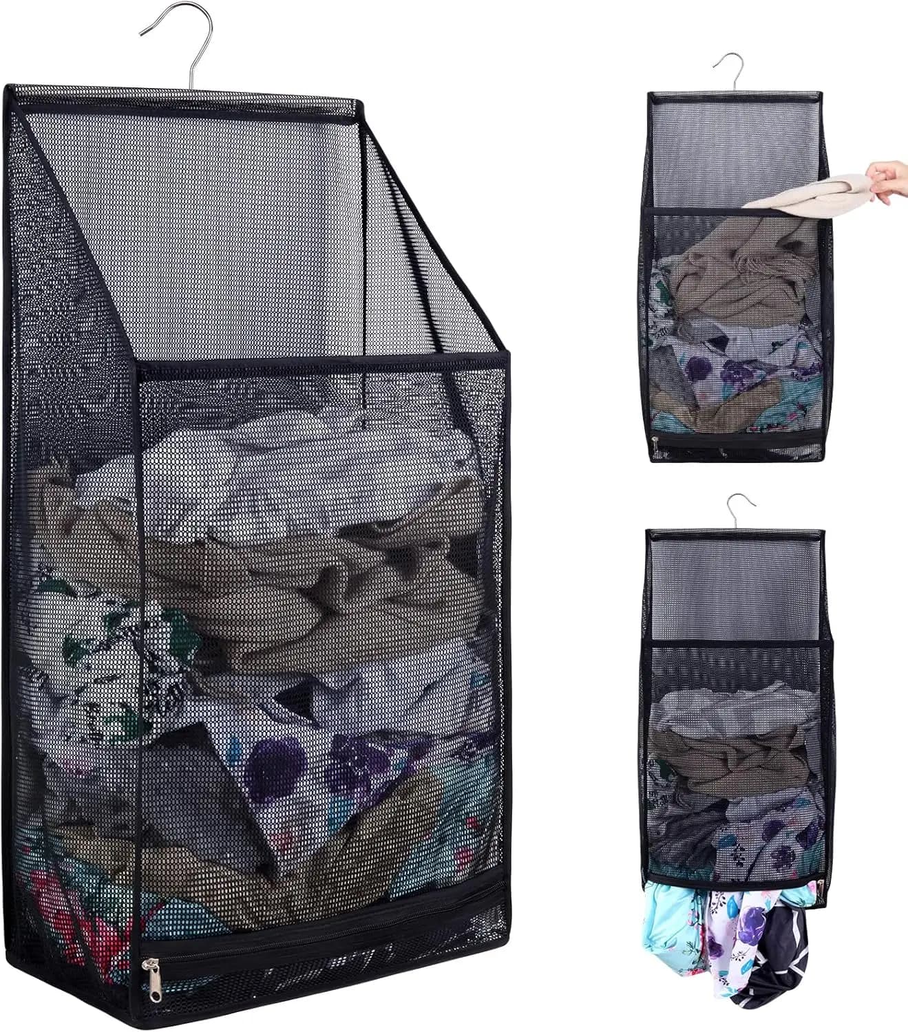 Hanging Collapsible Breathable Mesh laundry bags,Fast Drying Portable Space Saving Laundry Hamper for dorm,Rv Laundry Hamper Sto