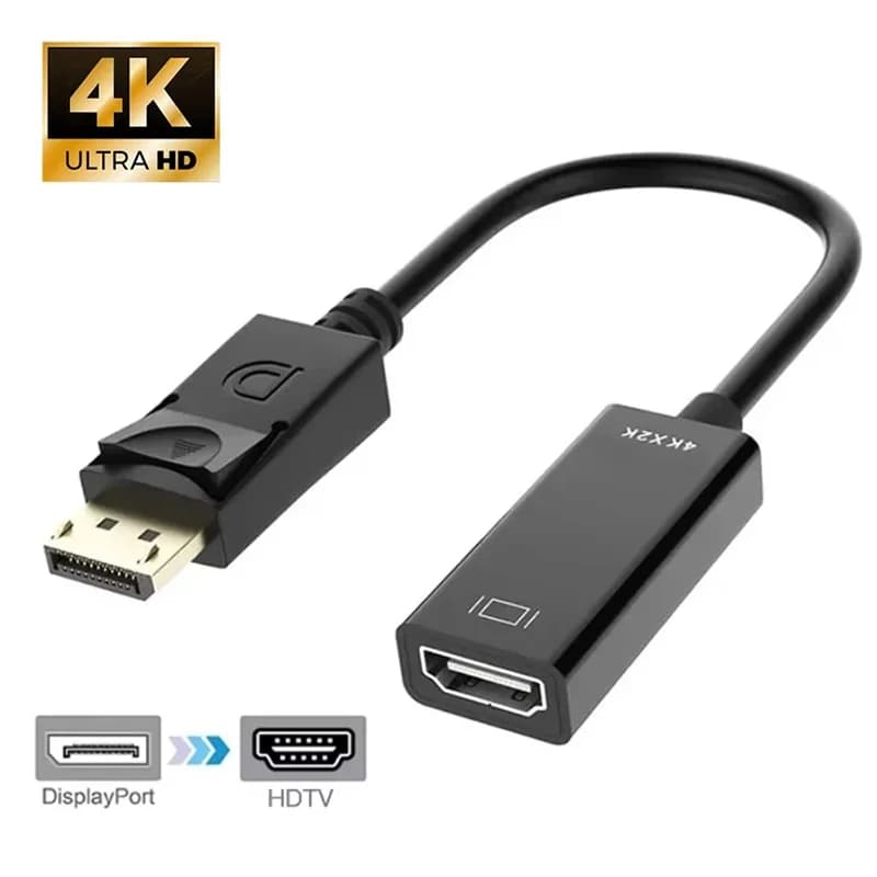 Cavo Adattatore DisplayPort a HDMI compatibile 4K HD, Convertitore da DP Maschio a HDTV Femmina per Video e Audio, Accessori per TV, PC, Proiettore
