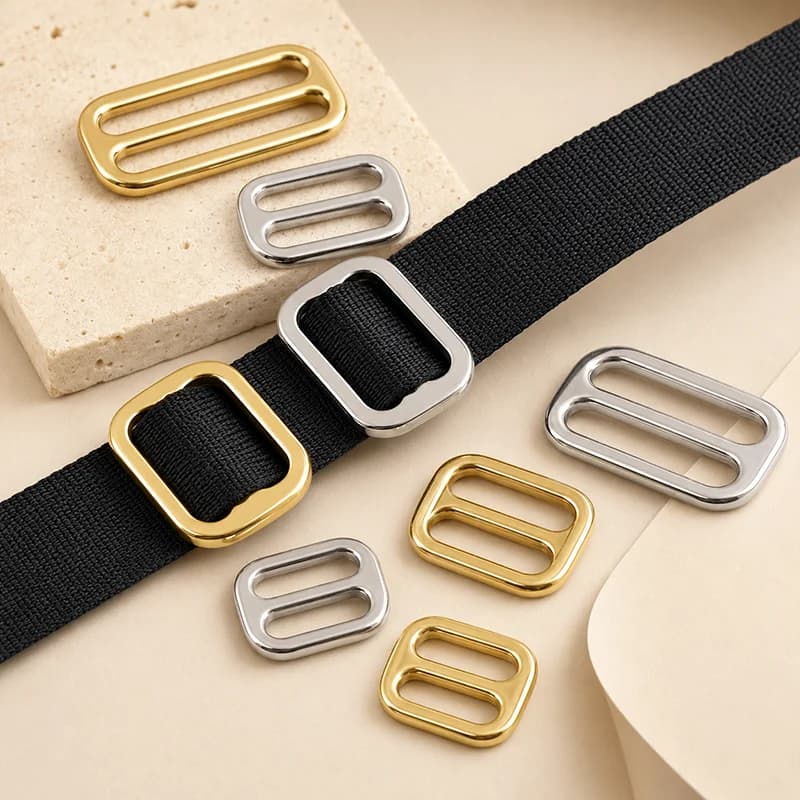 5/10Pcs 13-50mm Stainless Steel Brass Ring Buckles Heavy Duty Tri-Glide Slider for Bag Strap Dog Collar Webbing Hook Clasp Parts