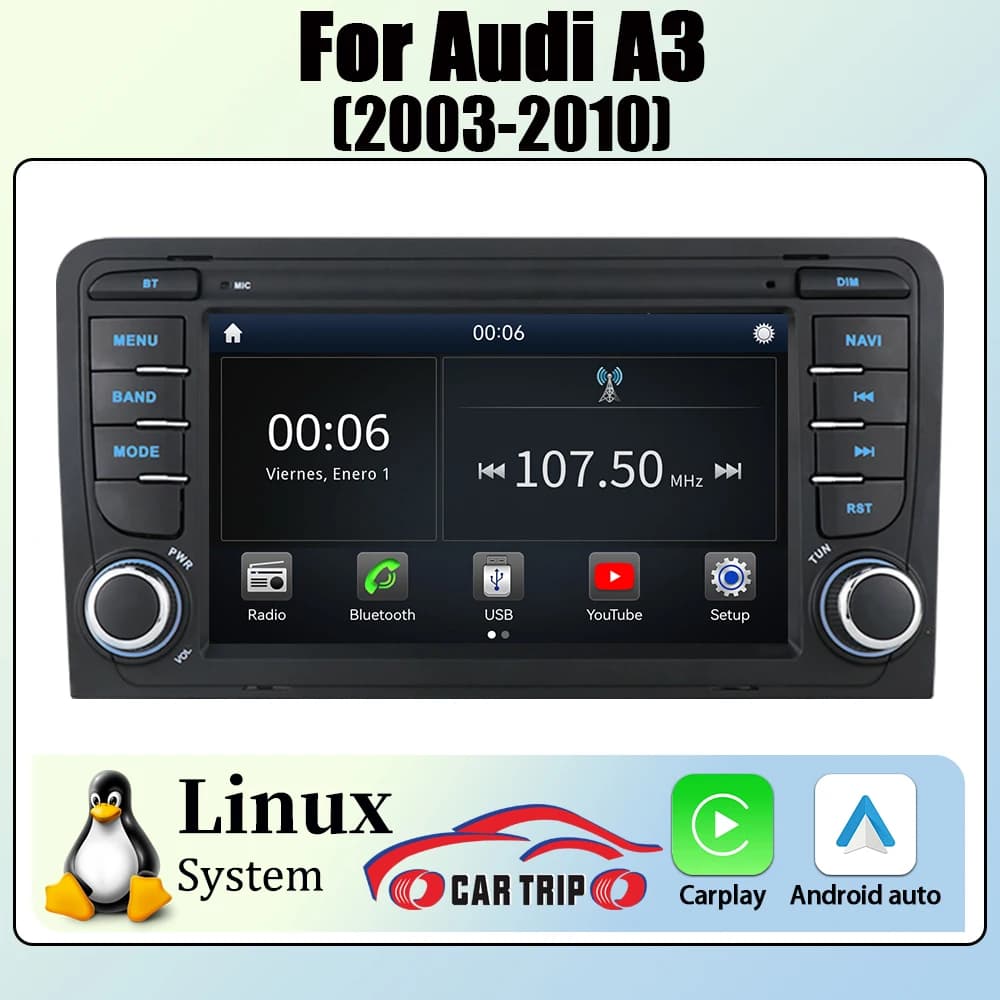 7 ''Linux Wireless Carplay 2 din Android BT5 Autoradio Multimediale Navigazione GPS Audio Per Audi A3 8P S3 2003-2010 RS3 Sportback