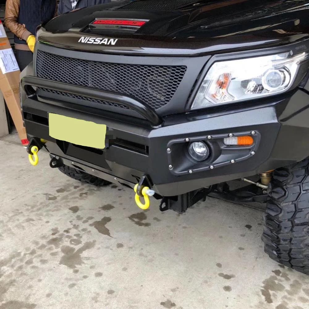 Front bumper 4x4 Off-Road in Steel with Bull Bar and Pondered Plates for Nissan Navara NP300