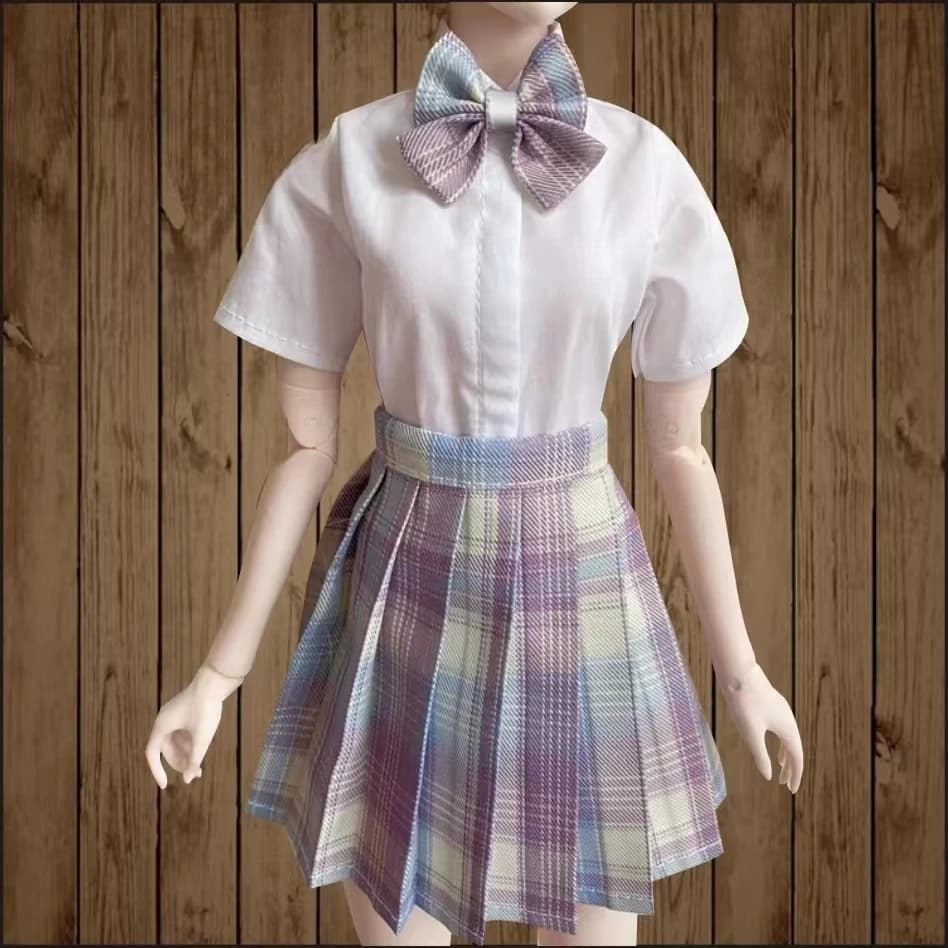 1/3 1/4 1/6 Doll's Clothes Suit for 60/45/30cm Bjd Doll Short Sleeved Shirt+skirt Jk Set Toys Dress Up Doll Accessories, No Doll