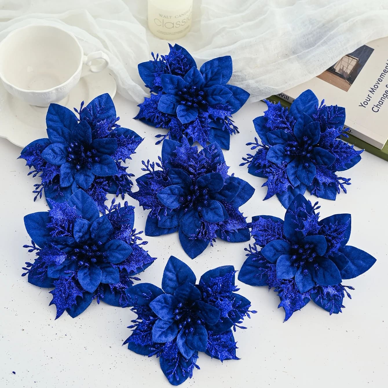 10/20PCS Artificial Flowers Velvet Christmas Tree Bridal Bouquet Accessories Clearance Home Wedding Decoration Yard DIY Gift Box