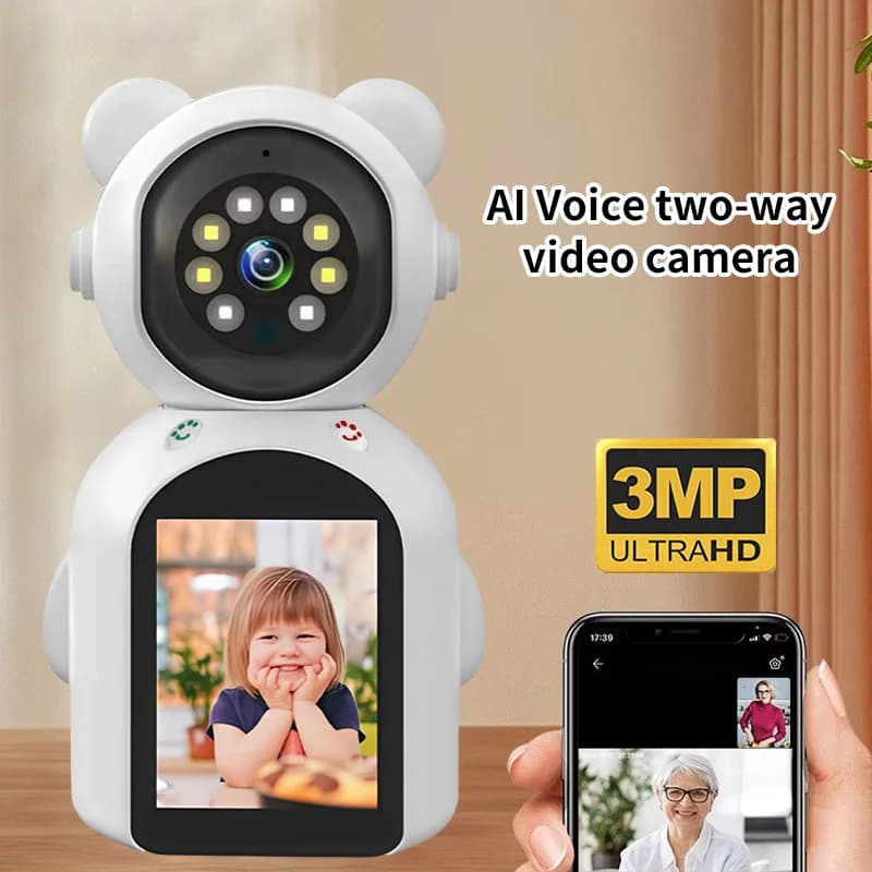 Yoosee APP 2.8inch IPS Screen 3MP 1296P AI Voice Intercom Video Phone Call PTZ IP Dome Camera Full Color CCTV Baby Monitor