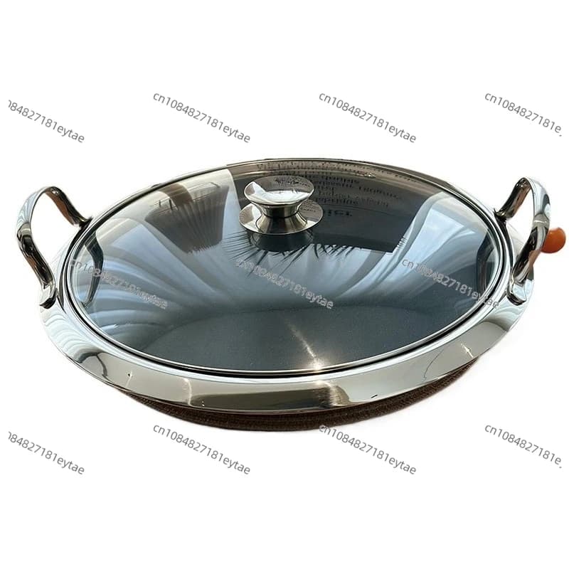 Stainless Steel Plate 316 18/10 with Double Handle and Glass Cover 30cm