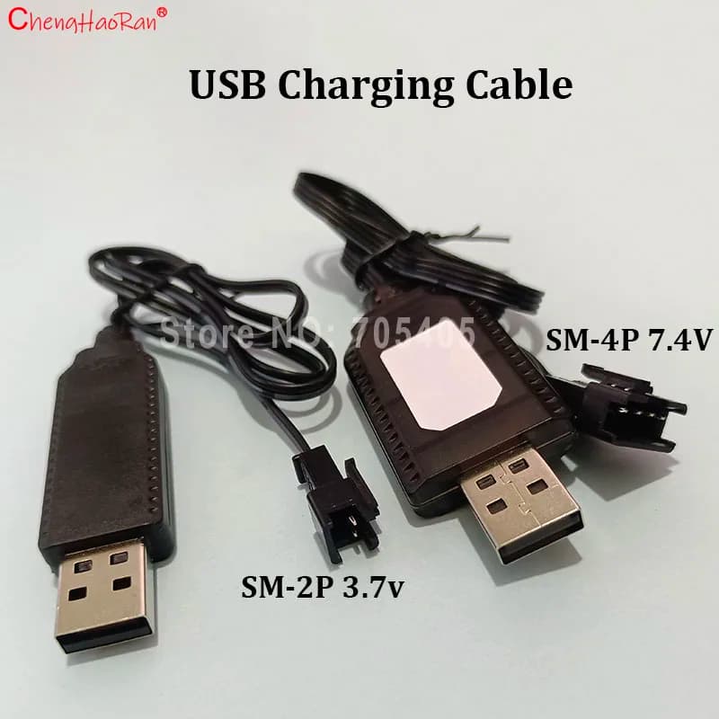 Caricabatterie USB 7.4V SM-4P 3.7V SM-2P per DE36W DE65 HM202 EC08 EC16 RC Car M416 Electric Gel Ball Blaster