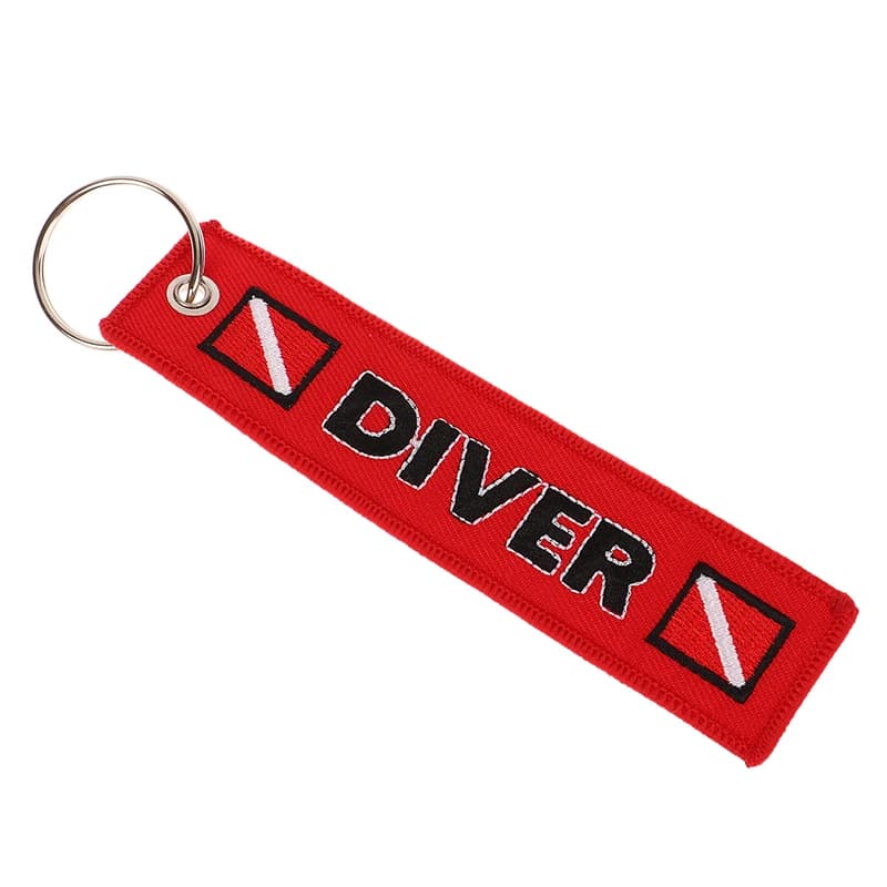 Car Keychain Embroidery DIVER Keychains Tag Key Holder Fobs ATV Keyring Bag Luggage Tag Travel Scuba Diving Backpack Bag Flag