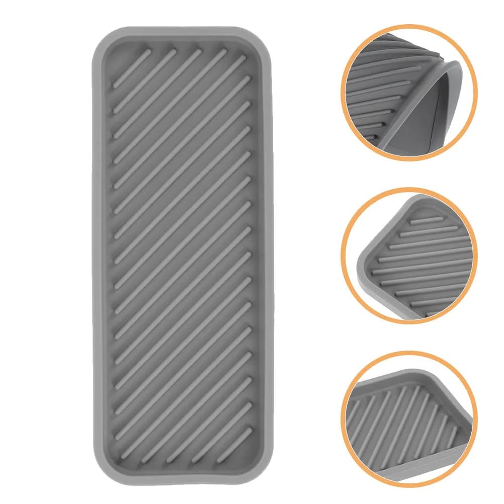 Set di 2 Vassoi in Silicone per Bagno, Organizer Multifunzione per Sapone, Lozione, Spazzolino, Salvaspazio e Facile da Pulire