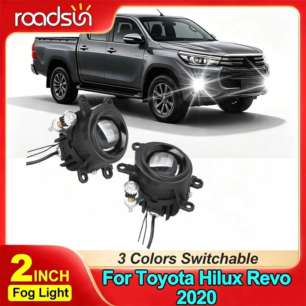 2.0Inch Mini Fog Lamp Bi Led Projector Lens 12V 180W Super Bright Fog Lights High Low Beam Tricolor For Toyota Hilux Revo 2020