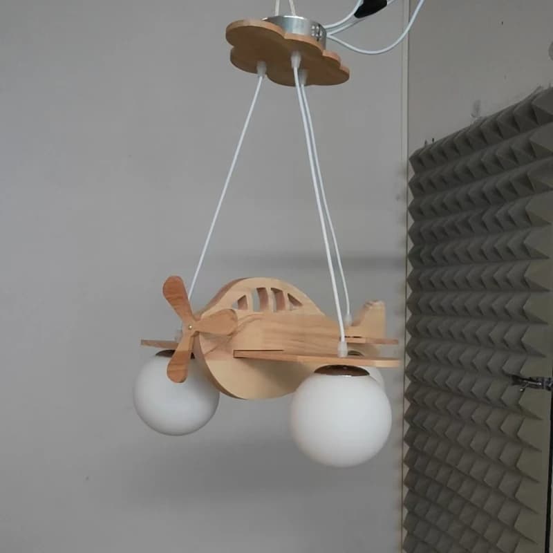 Lampade a sospensione a sospensione per aerei fatti a mano in legno per camera da letto Decorazioni per la camera dei bambini Lampade a sospensione comprese lampadine