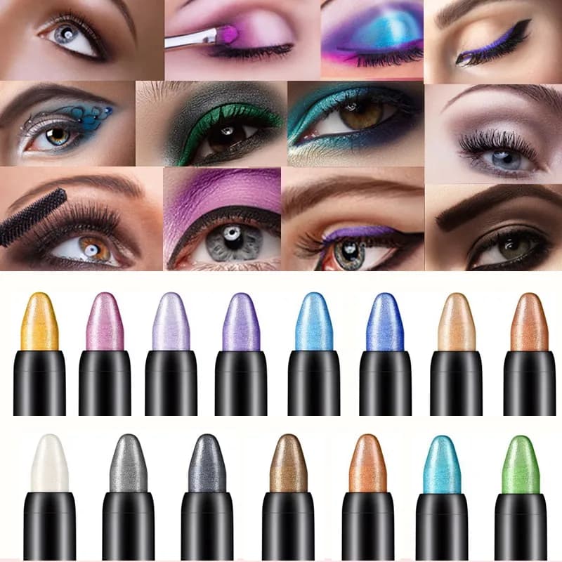 Matita Shadow Perlescent 15 Colors, Long Raincoat, Sparkling Glitter, Eyeliner Stick, Tools Make Eyes