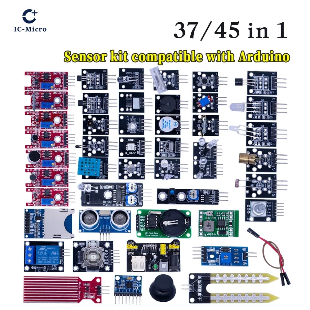 Moduli sensori 45 in 1 Starter Kit migliore di kit sensore 37in1 Kit sensore 37 in 1 UNO R3 MEGA2560 Per arduino