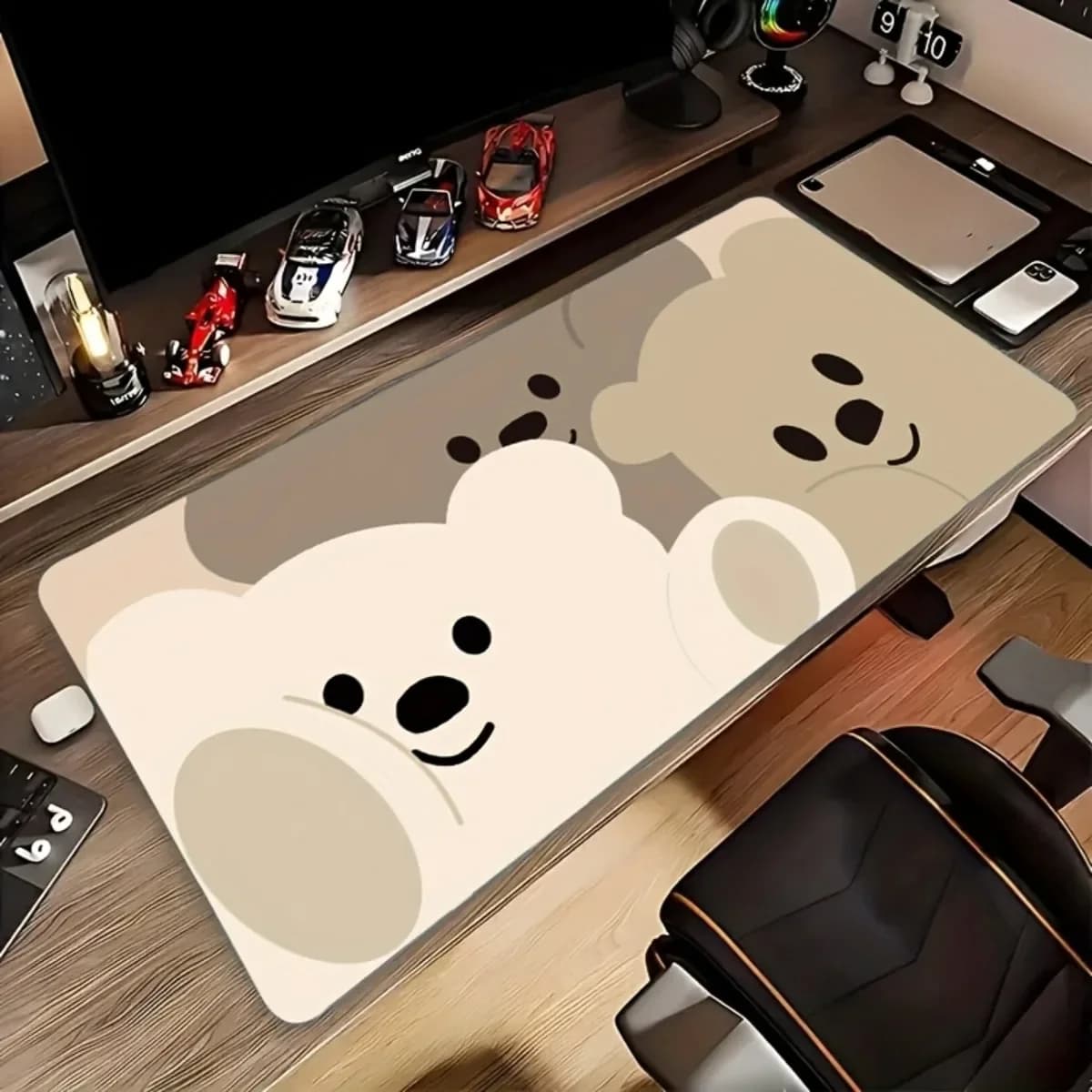 Cartoon Bear Rubber Mouse Pad Non-Slip Washable for Office Home Gaming Desk Accessory