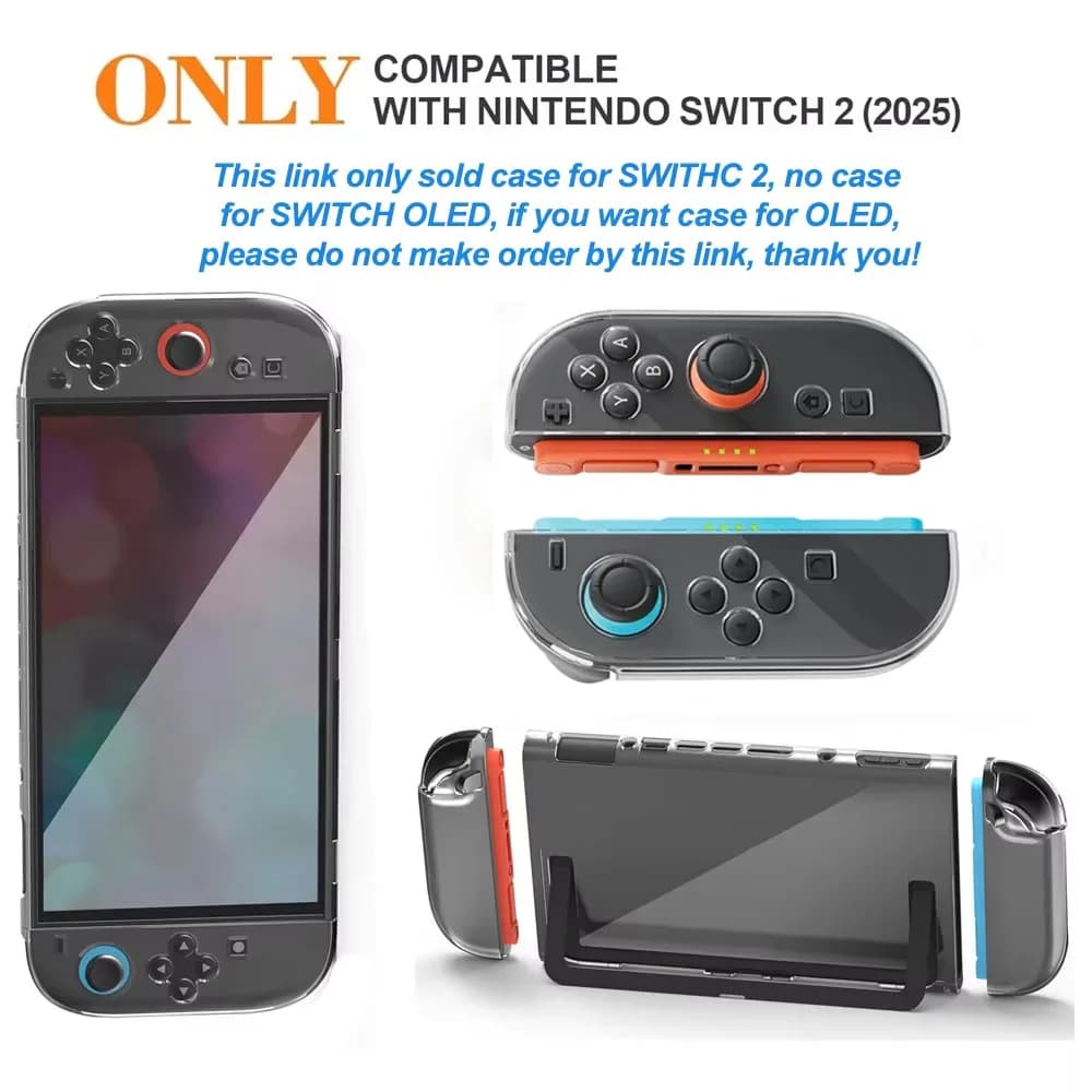 Custodia trasparente per PC + TPU per Nintendo Switch 2 Joycon Console di gioco Protezione con guscio diviso antigraffio in cristallo per accessori NS2
