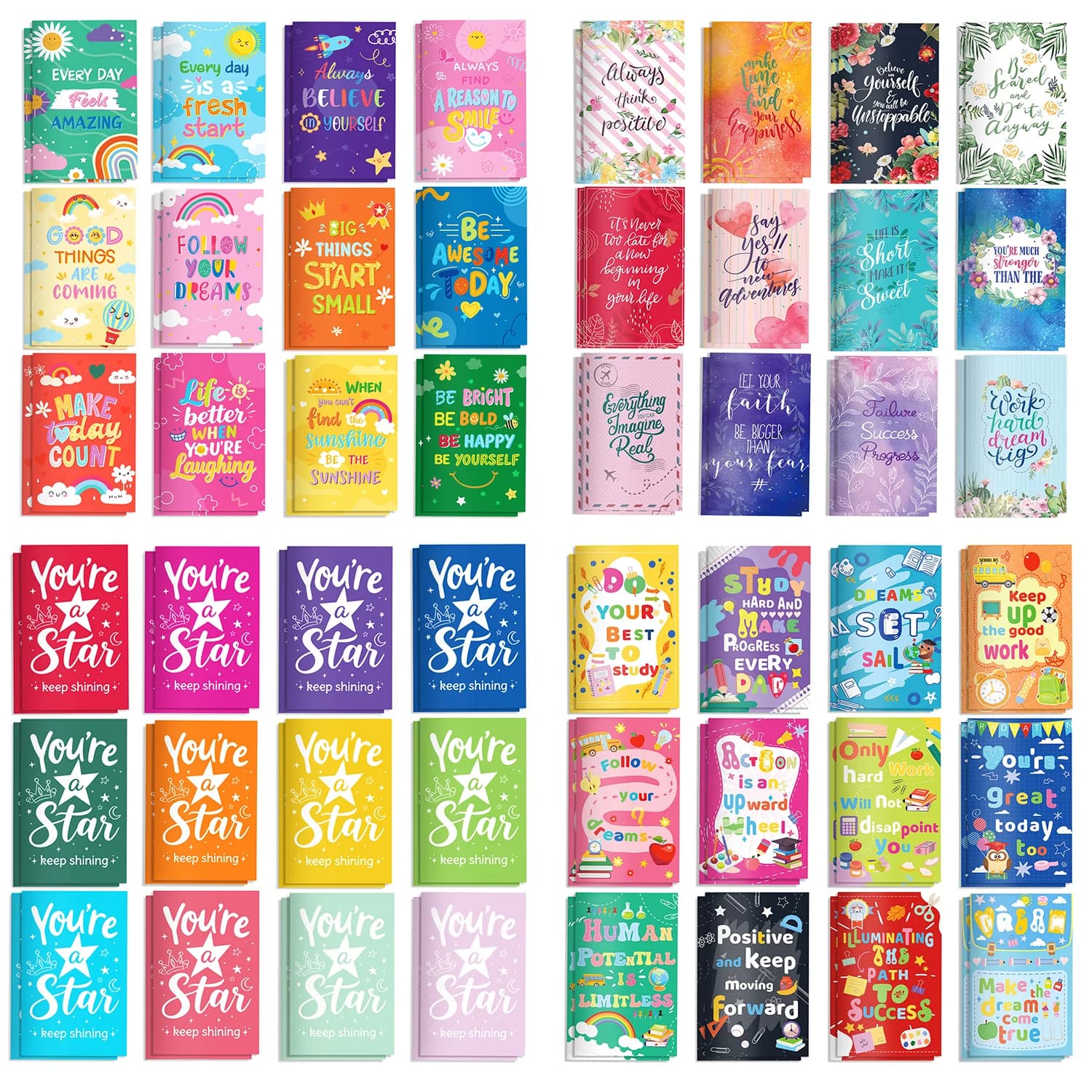 12/24/36pcs Motivation Notepads Daily Weekly Planner Notebook Journal Pocket Notebook School Stationery Birthday Gifts Supplies