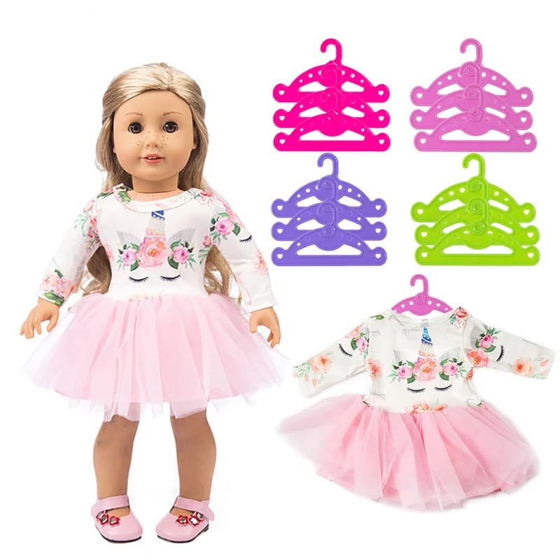 Plastic Doll Clothes Hangers Multi Color Mini Garment Rack Accessory Fit 18 Inch American Girl Doll Dress Storage Organizer Toy