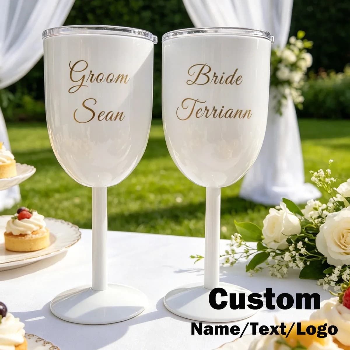 Bicchieri da Vino Personalizzati in Acciaio Inossidabile da 10oz, Calici in Metallo Infrangibili, Eleganti e Unici per Esterni, Viaggi, Campeggio
