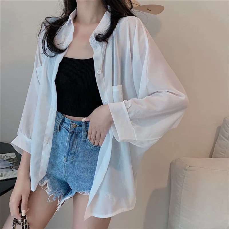 Women's ice silk cardigan with UV protection, thin, breathable, summer, bat sleeves, anti-UV, new model
