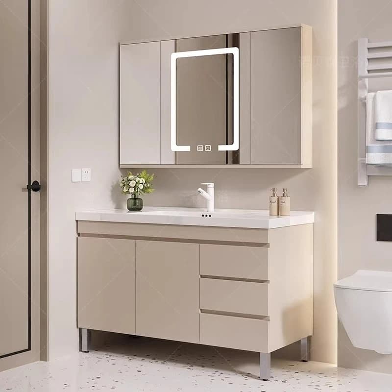 Mobili da Bagno con Specchi, Armadietti, Mensole, Combinazione Lavabo e WC, Mobili in Legno per Trucco, Badkabinett MH40YSG