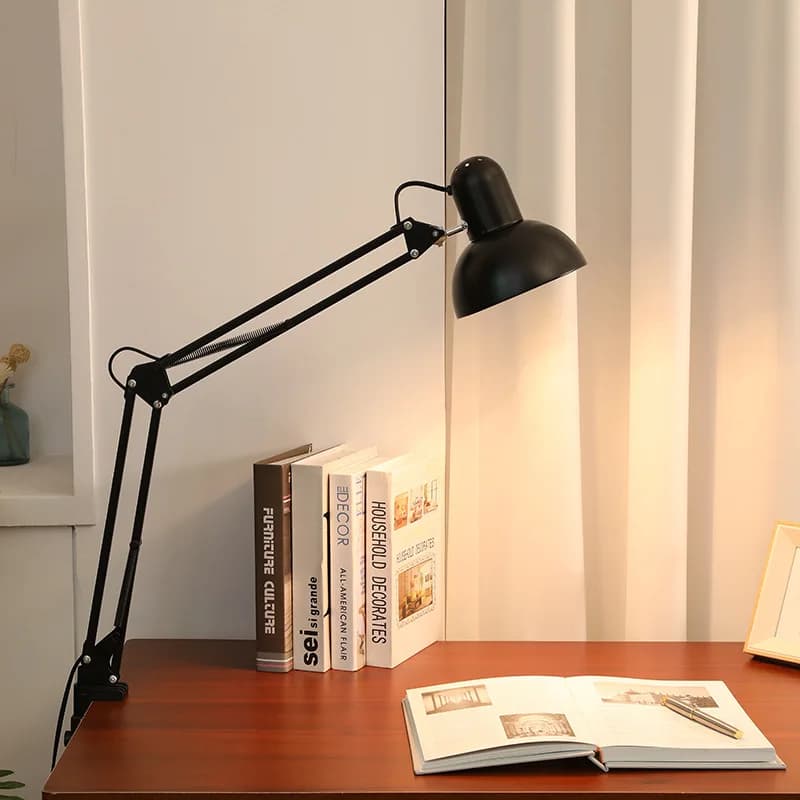 Clamp Desk Lamp,Swing Arm Foldable Desk Lamp with Clip,E27 Eye-Caring Reading Light,LED Bulb,for Reading,Craft,Home,Office