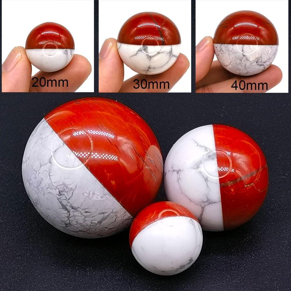 Cristalli naturali Pietre curative Cartoon Pocket Monster Sfera Palla Diaspro rosso Howlite Per bambini Regali di Natale Decorazione