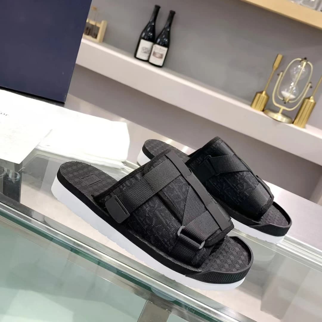 Ciabatte Casual da Uomo con Ricamo Jacquard a Lettere, Fibbia e Cinturino, Antiscivolo, Nuove Ciabatte da Spiaggia