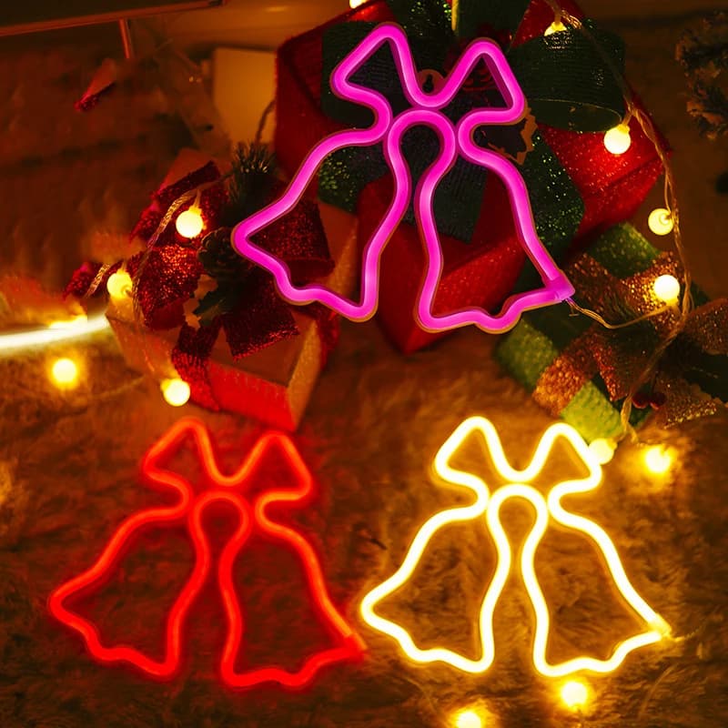 Campana di natale Neon Led Sign Merry Christmas Decoration camera da letto Party Bar Club Decor Wall Art Neon Led Light regalo di natale