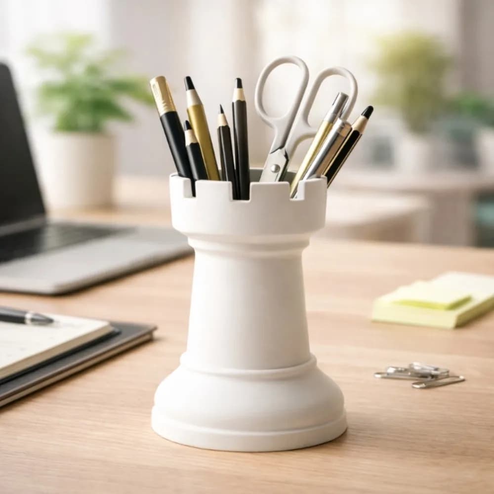 Simple Plastic Chess-Shaped Pen Holder Multi-function Creative Pencil Storage Box Flower Vase Makeup Brush Storage Cup Home
