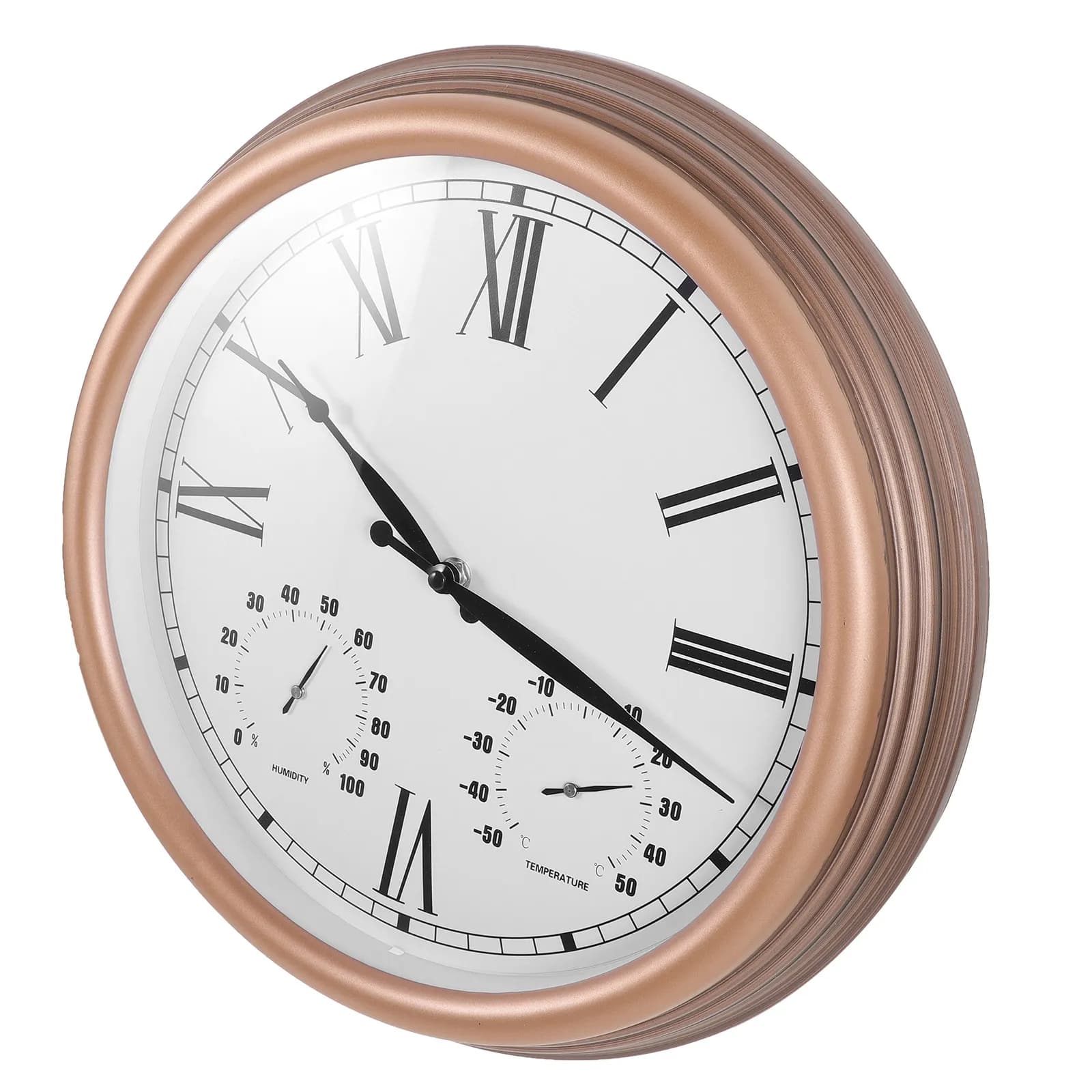 Orologio da Parete per Esterni con Termometro e Igrometro, Display con Numeri Romani, Resistente alle Intemperie per Patio, Giardino, Cortile, Portico