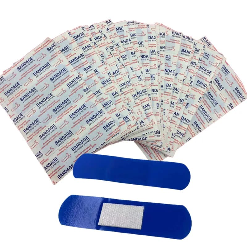 100 pz/set Blu Metallo Detectable Cerotto per Cuoco Patch Impermeabile Ferita Cerotti per I Lavoratori Chef Strisce di Primo Soccorso Woundplast