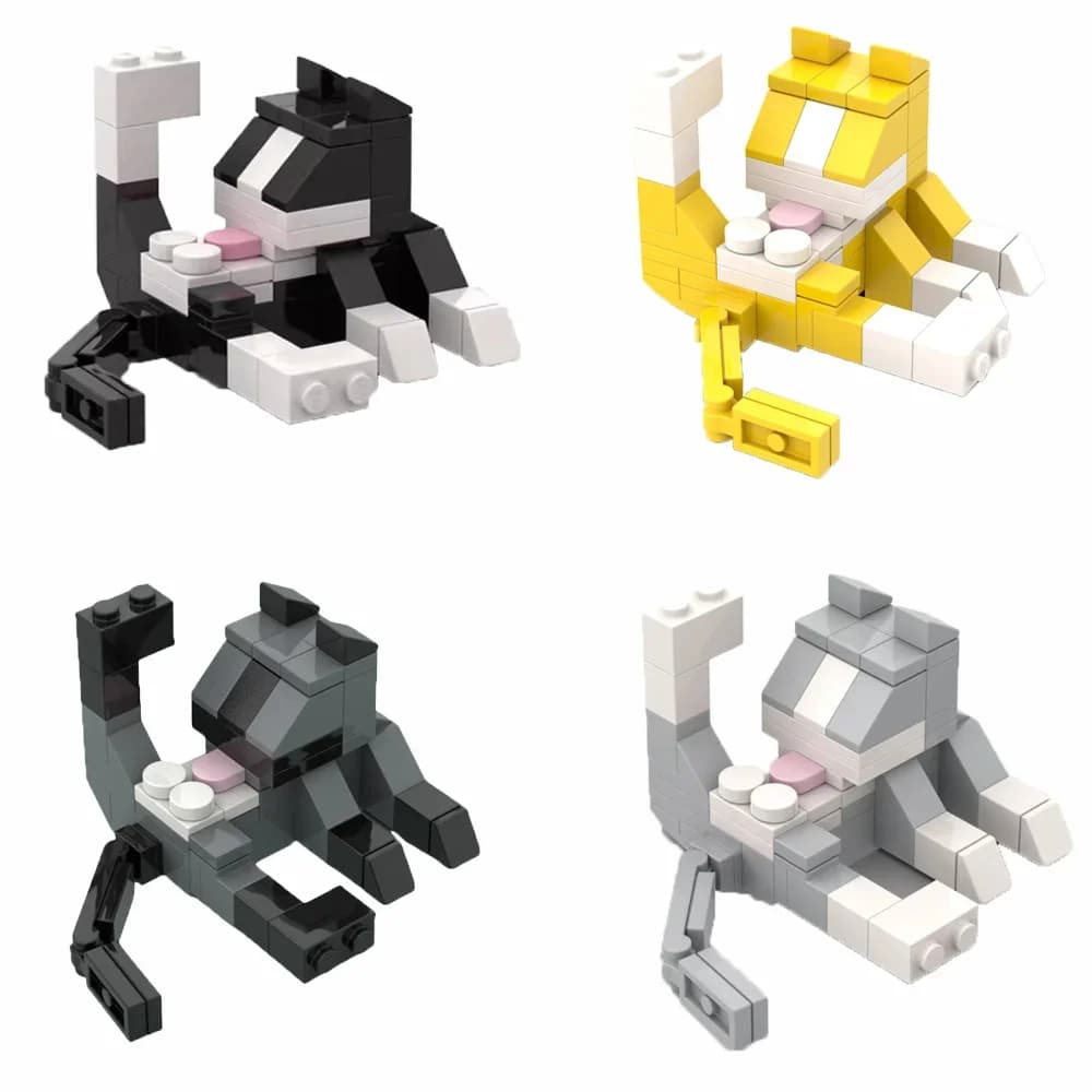 MOC City Mischievous Cat Animal Series Building Blocks Giocattoli educativi per bambini, regalo creativo fai-da-te per ornamento di compleanno