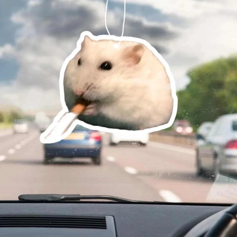 Appendiabiti per profumo per auto per criceti fumanti: design quotidiano umoristico, presa d'aria a specchio, profumo duraturo